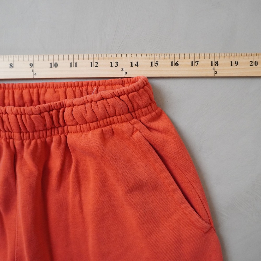 Nike Fleece Sweat Shorts Medium Mens Orange Big Swoosh Graphic Drawstring - Picture 7 of 11